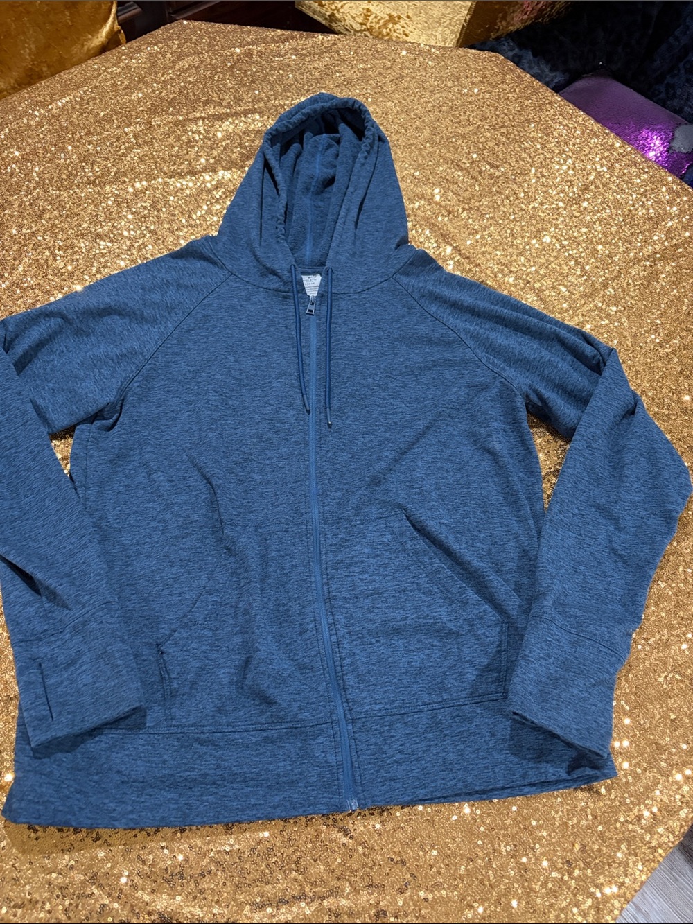 Athletic Works Heathered Blue Full-Zip Hoodie